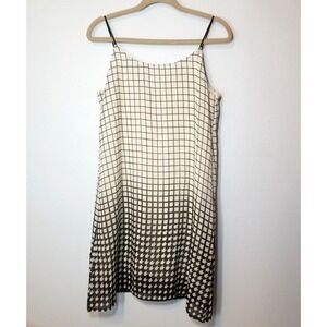 Rachel Kate Sheer Gradient Hounds Tooth Print Lined Dress Drape Back Bow Medium